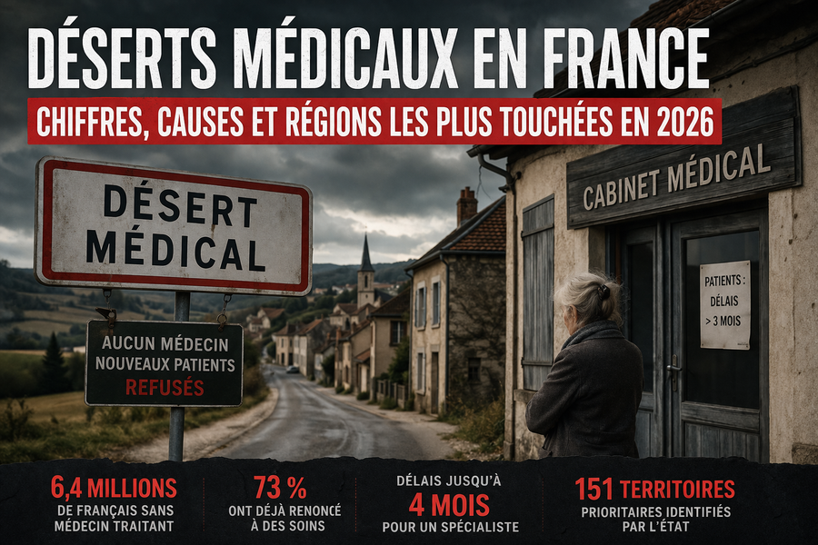 Déserts médicaux en France : chiffres, causes et régions les plus touchées en 2026