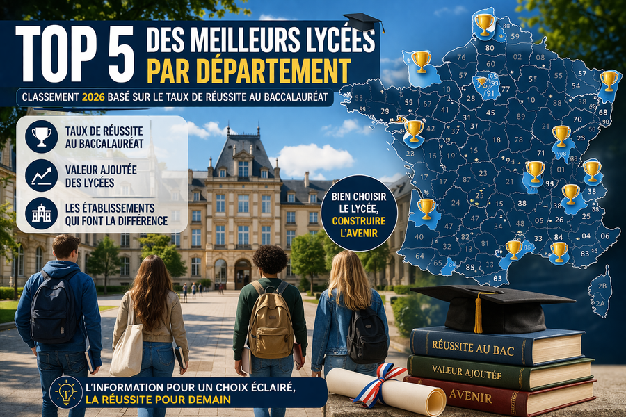 Top 5 des meilleurs lycées par département : classement 2026